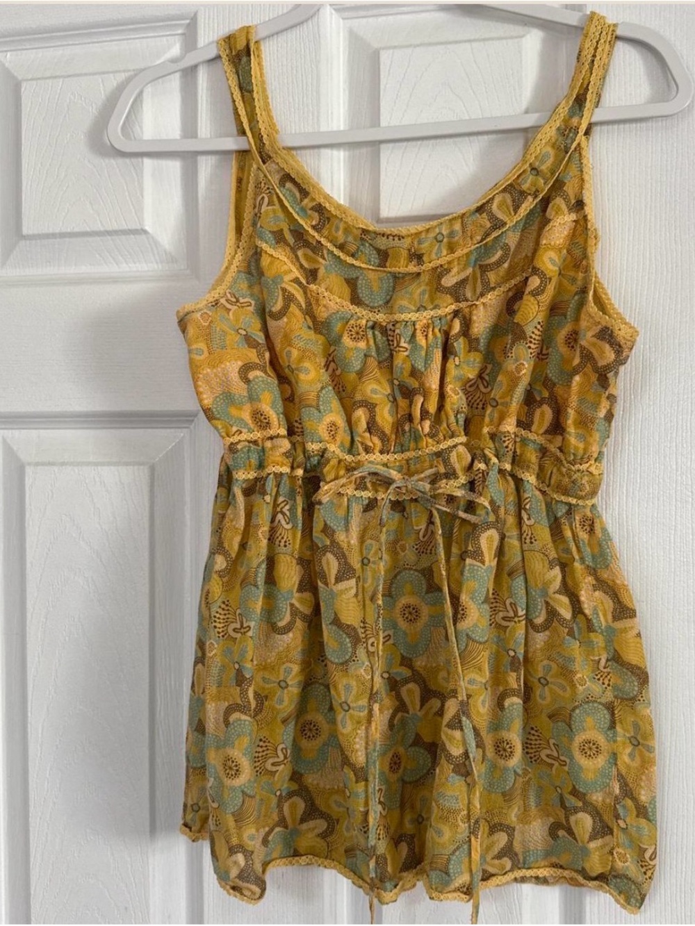 American Rag Yellow and Blue Floral Top